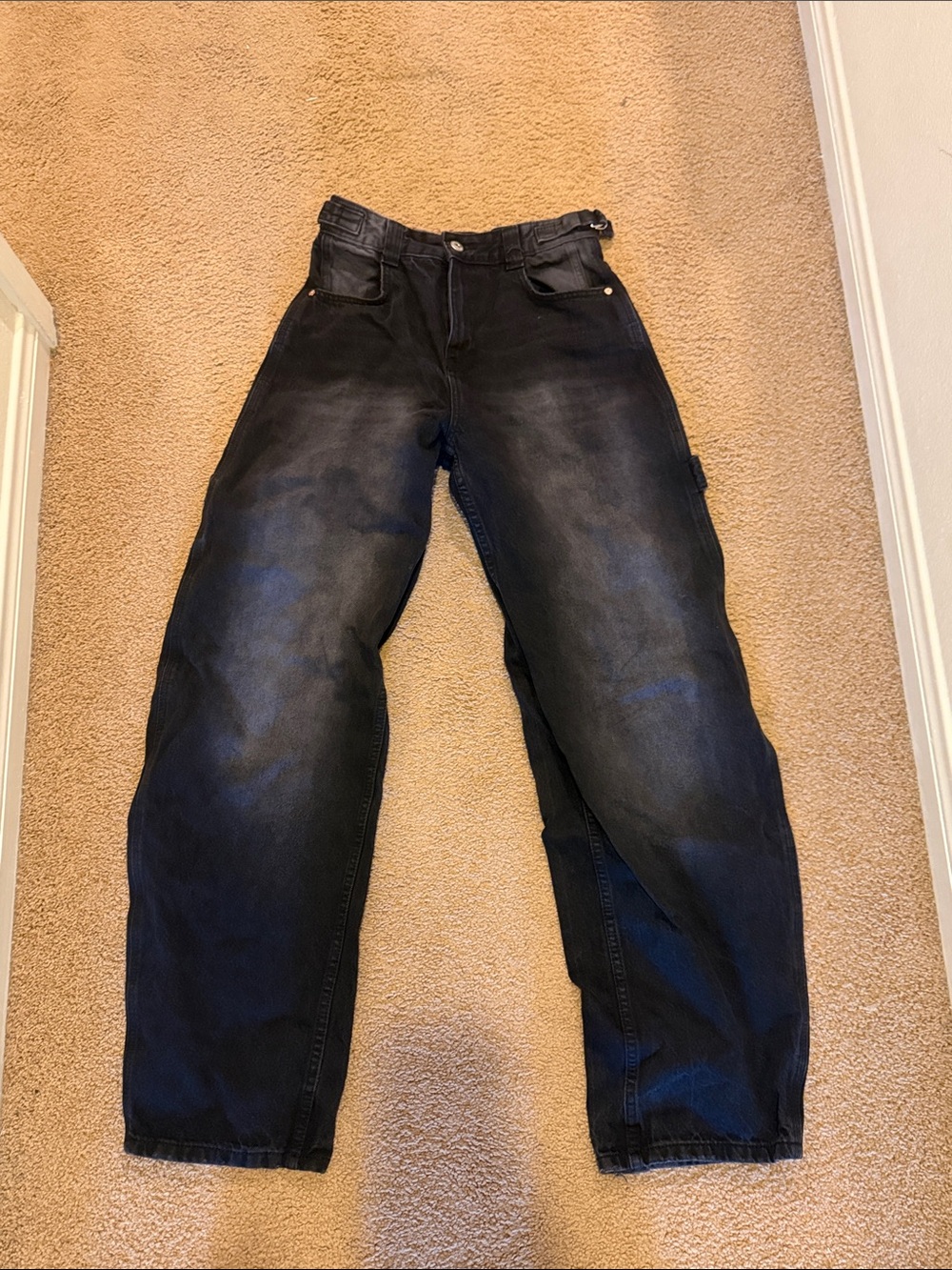 Bershka Washed Black Relaxed Women's Jeans